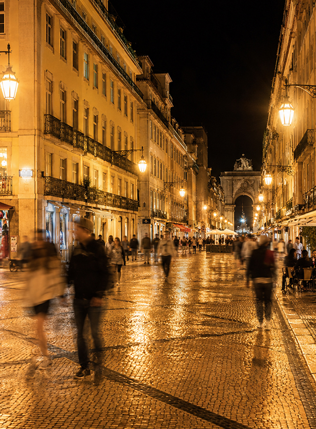 Night street scene in Lisbon